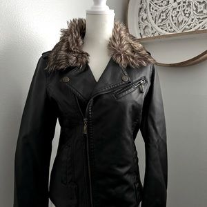 DOLLHOUSE Faux leather jacket with fur collar